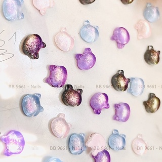 Charm gấu kim tuyến lấp lánh dán móng nail