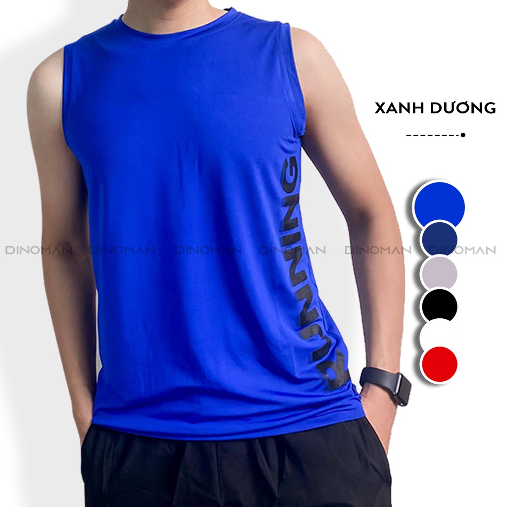 Áo ba lỗ nam DINOMAN Áo tanktop sát nách nam RUNNING Vải Thun Co Giãn 4 Chiều