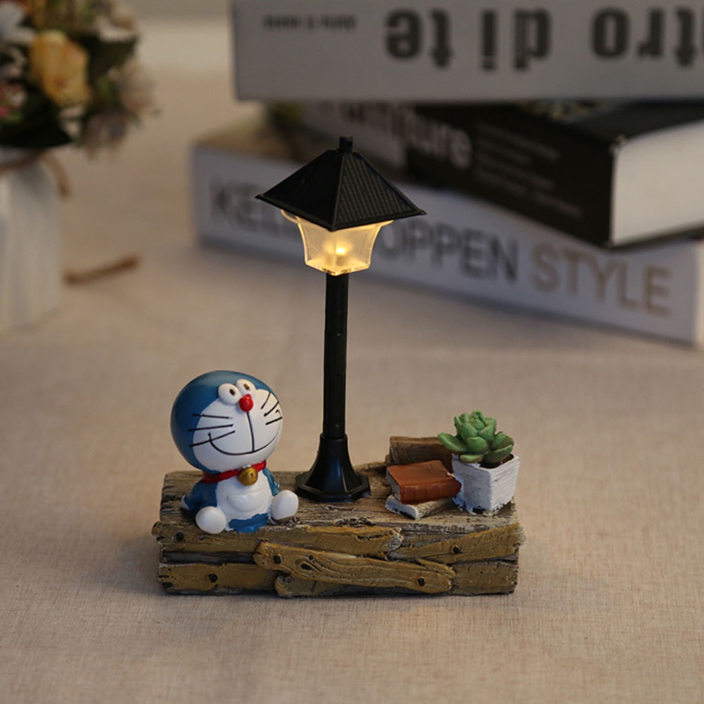 YIYU Mô hình nhân vật hoạt hình Doraemon bằng nhựa tích hợp đèn ngủ trang trí bàn làm việc