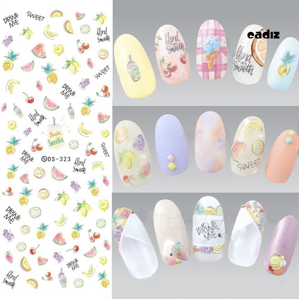 [Hàng mới về] Tấm Hình Dán Trang Trí Móng Tay Họa Tiết Hoa Đa Dạng