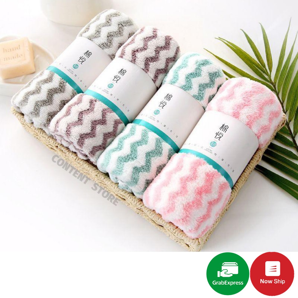 Khăn Mặt Hàn Quốc Kẻ Sọc Siêu Mềm Mại Siêu Thấm Hút 50x30cm- Khăn Mặt Lông Cừu Cotton