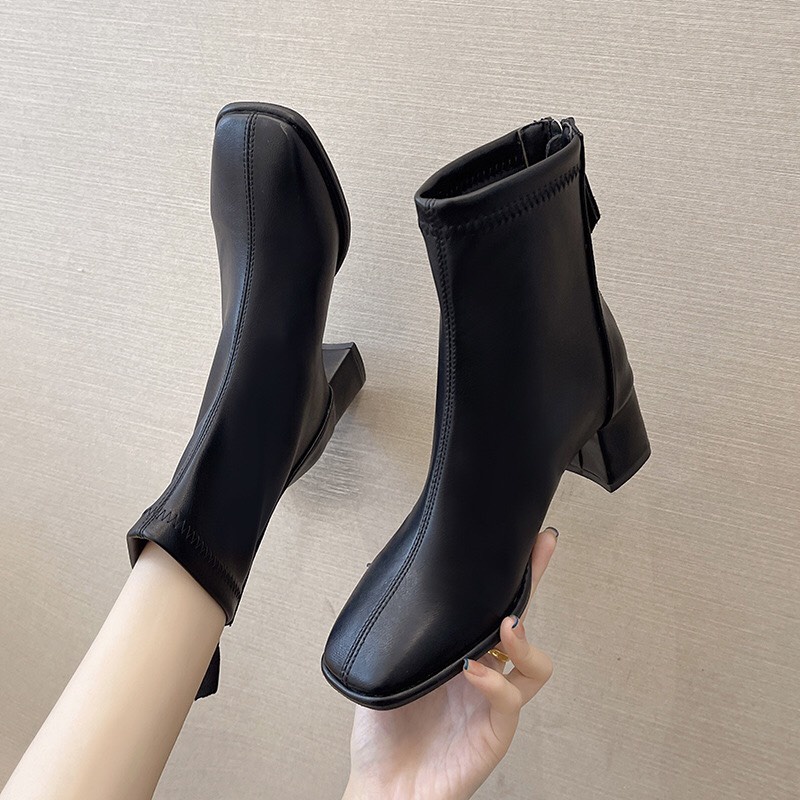 Bốt nữ khóa kéo lót lông AAA 5cm kiểu dáng trẻ trung Hàn Quốc hót hít cực xinh