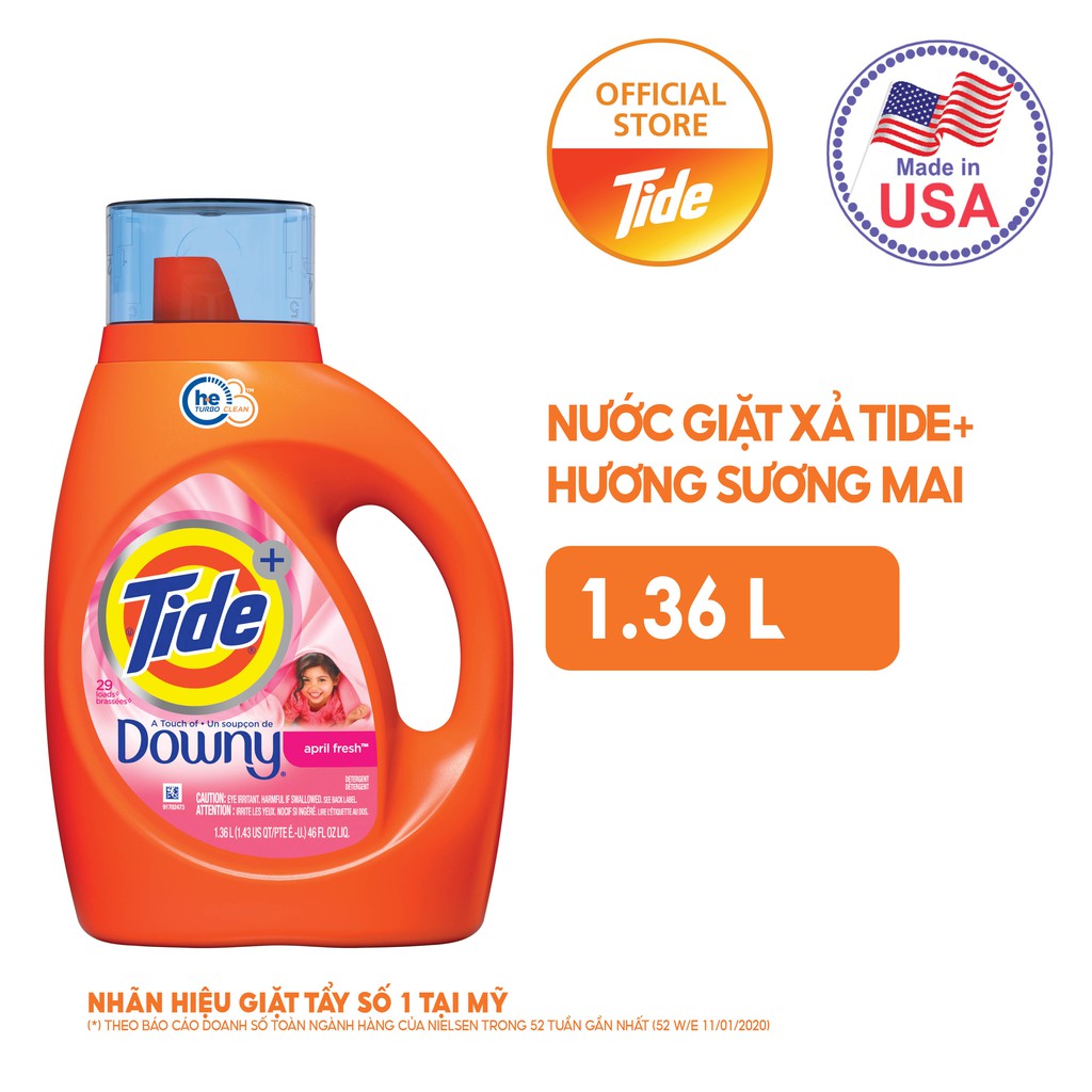 Nước Giặt Tide+ A Touch Of Downy Hương Downy April Fresh 1.36L