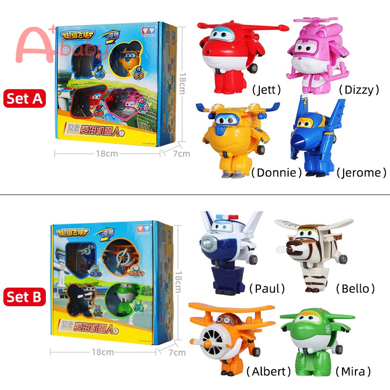 Super Wings Auldey Set 4/5 Mô Hình Đồ Chơi Robot Biến Hình Siêu Thú Vị Cho Các Bé