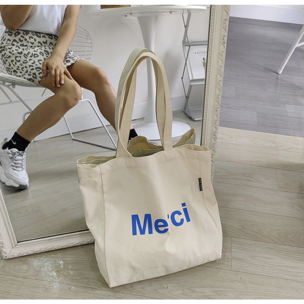 Túi vải bố canvas tote dáng vuông hoạ tiết đơn giản Bachhoaonline68 558