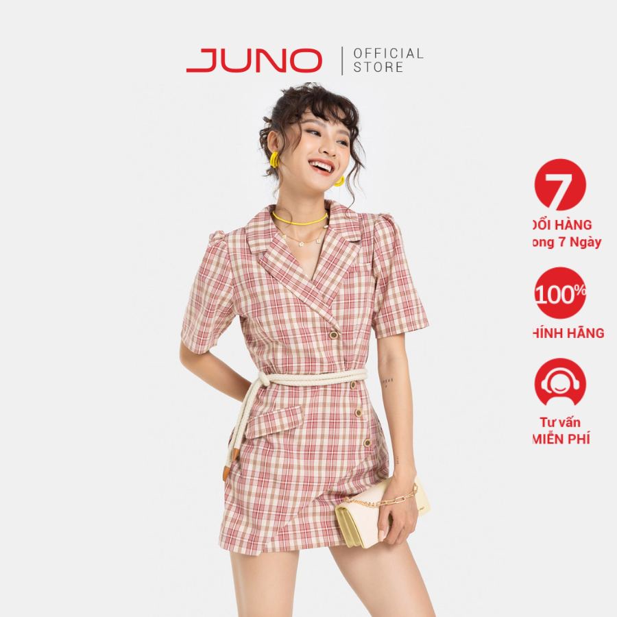 Đầm Ngắn JUNO Cổ Vest Tà Đắp Chéo JNDNG007