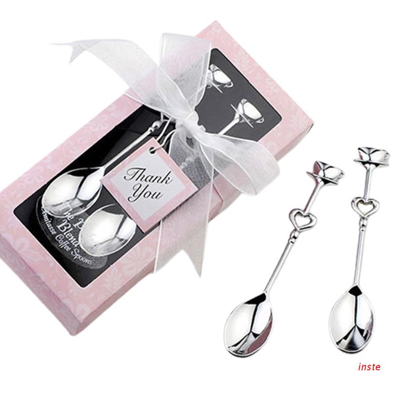 Bộ 2 muỗng cà phê bằng thép không gỉ dễ thương