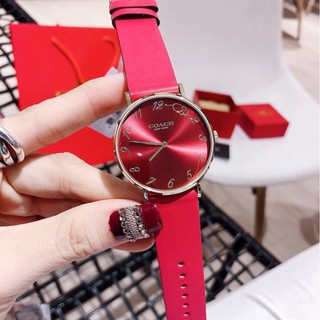 Đồng Hồ Nữ Coach Chuột Dây Da Đỏ 36mm (Auth)