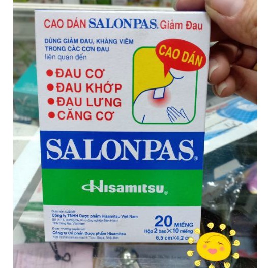 Salonpas Hisamitsu 20 miếng/hộp miếng dán giảm đau nhanh chóng giá tốt