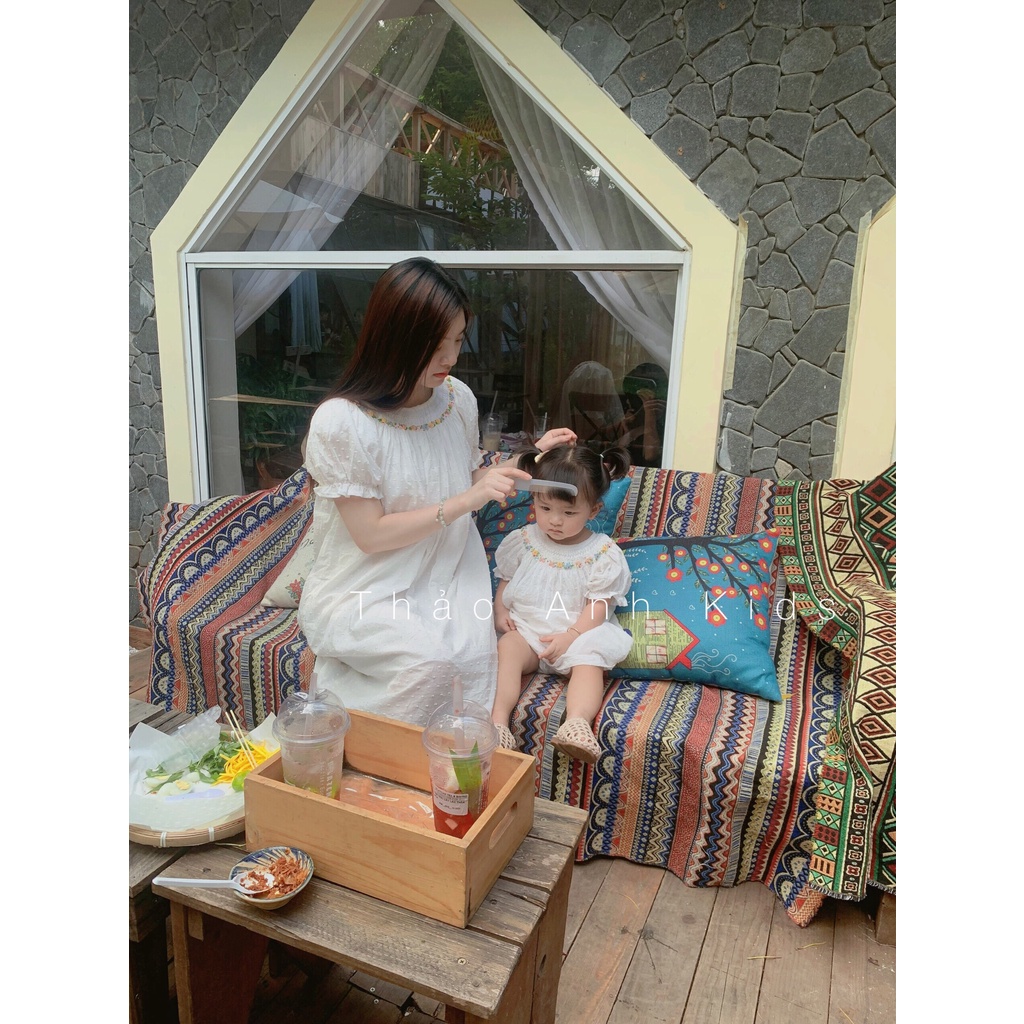 ĐẦM SMOCK ĐÔI MẸ VÀ BÉ THUYỀN HOA