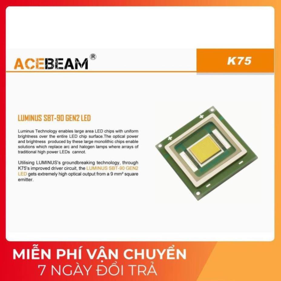 [SIÊU XA] [HÀNG ĐẦU TG] Đèn pin ACEBEAM K75 - Độ sáng 6500lm chiếu xa 2500m sử dụng 4 pin 18650 (không kèm theo)