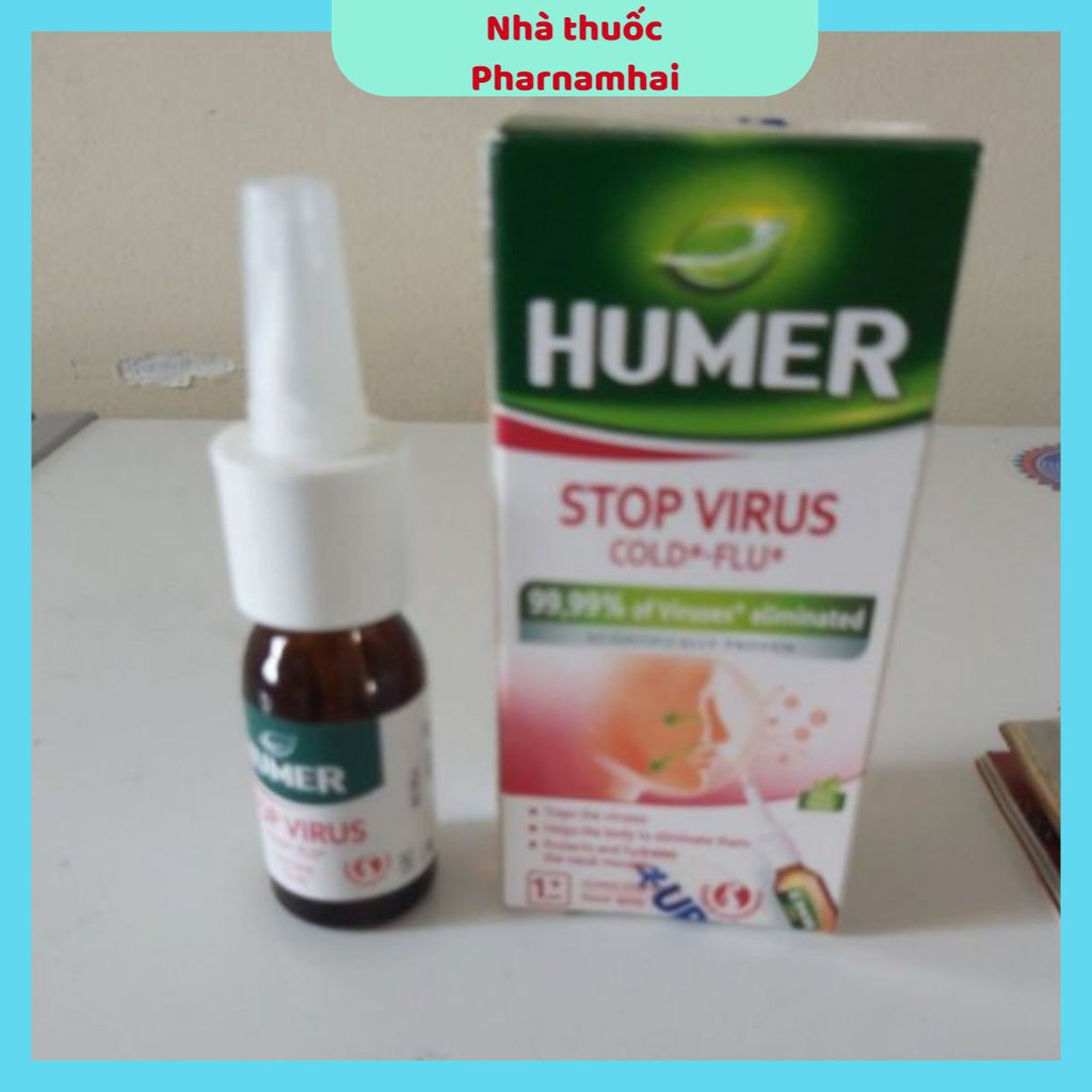 Nhà thuốc Pharnamhai, Dung Dịch Xịt Mũi Humer Stop Virus Phòng Ngừa Cảm Cúm Loại Bỏ 99,99% Virus 15ml Pháp