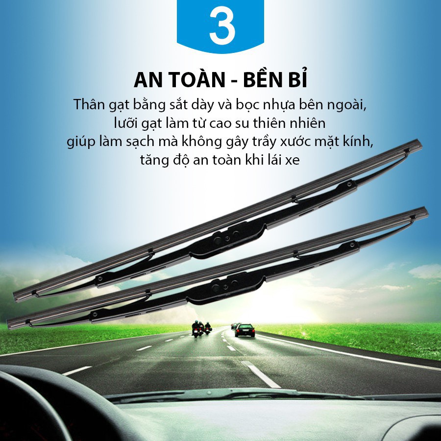 Gạt Mưa Ô Tô Bosch Ecoplus Loại Thân Cứng Xương Sắt Siêu Bền, Siêu Sạch Cho Các Loại Ô Tô