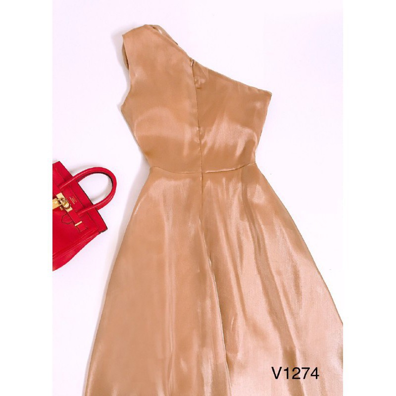 [ xả kho ] MiD Đầm tơ ấn lệch vai V1274 thiết kế Mie Design kèm ảnh thật