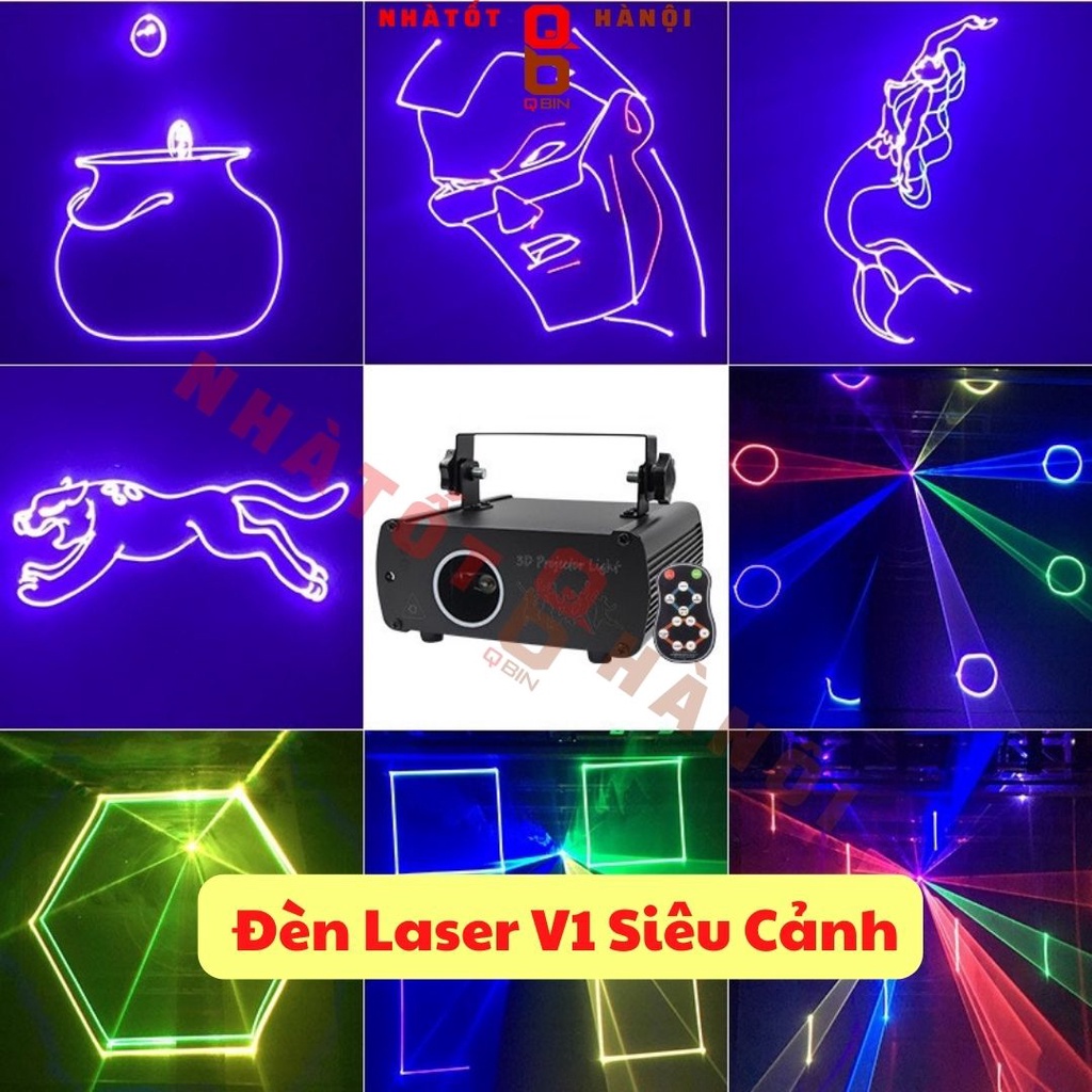 Đèn phòng bay laser V1 vip tự động chiếu các loại hình có thẻ nhớ và có thể thay thế thêm các hiệu ứng khác nhau