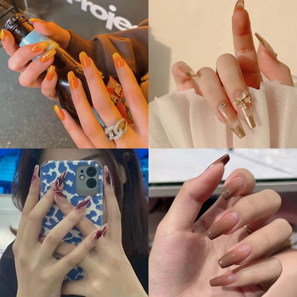 [Hàng mới về] Hộp 24 móng tay giả có thể tháo rời phong cách pháp kèm keo dán