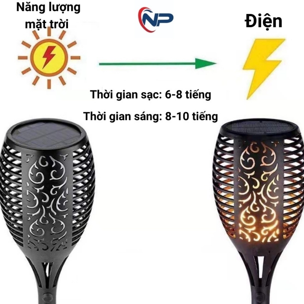 Combo Đèn Năng Lượng Mặt Trời Chống Lóa 300W,Hiển Thị Phần Trăm Pin Khung Nhôm Chống Nước IP67 Và 1 Đèn Ngọn Đuốc