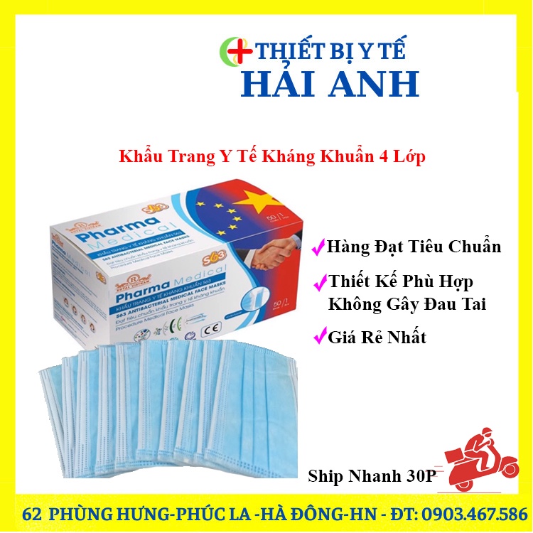 Khẩu Trang Y Tế Cao Cấp 4 Lớp  Kháng Khuẩn- Khẩu Trang Pharma Medical