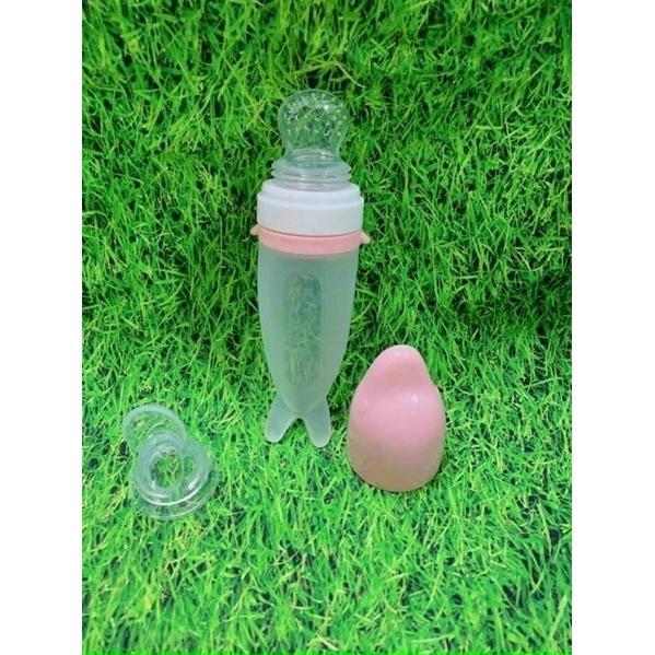 BÌNH THÌA ĂN DẶM SILICON TẶNG KÈM NÚM NHAI CHỐNG HÓC MỀM MẠI SAMI