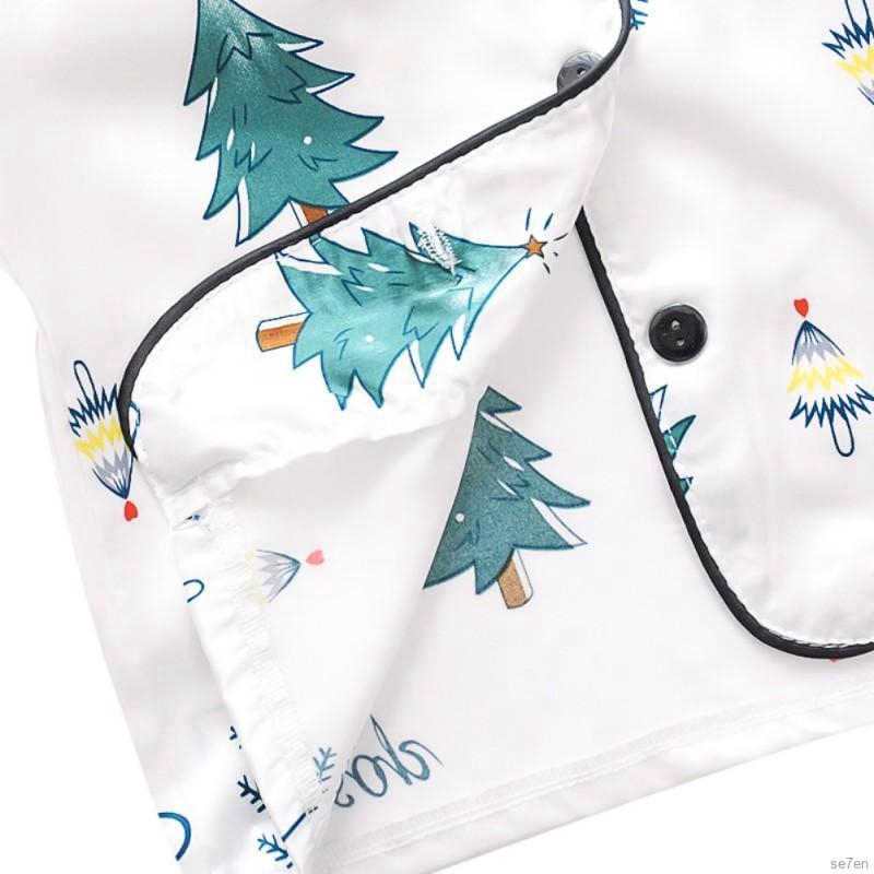 Set đồ ngủ Se7en tay dài in họa tiết cây thông dành cho bé