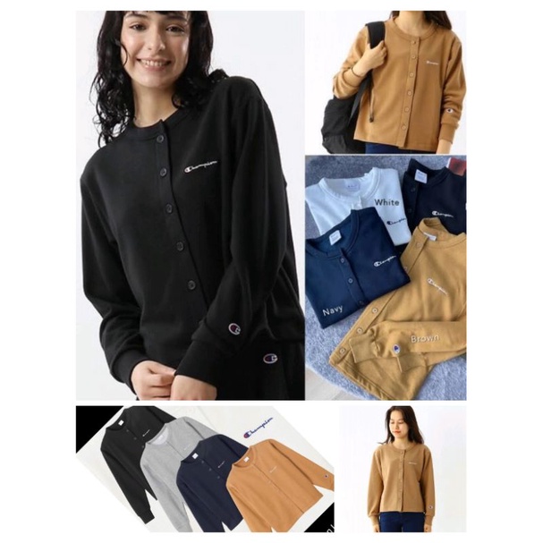 Áo Khoác Cardigan Cài Nút In Chữ Champion Cỡ Nhỏ Thời Trang Cho Nữ
