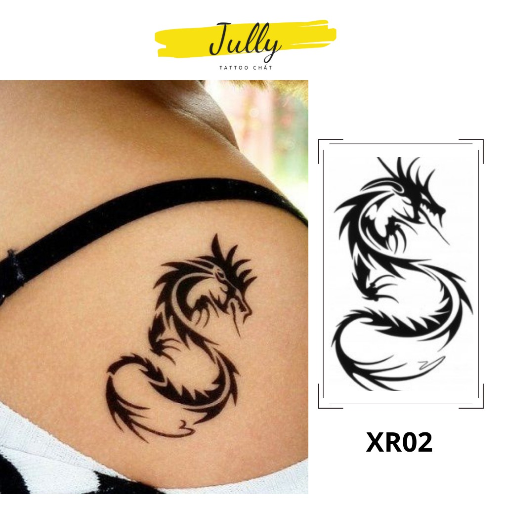 Hình xăm dán tạm thời mini rồng dragon cho nam, chống nước, an toàn, bền đẹp JULLY Tattoo chất