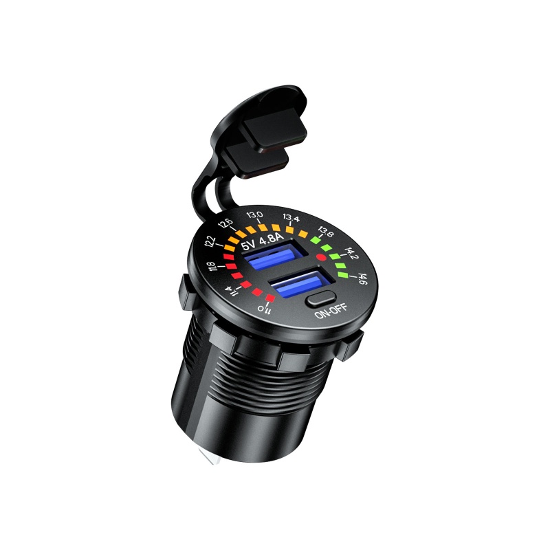 Tẩu Sạc IWO 3 0 Cổng USB Kép 36W 12V 12V 24V Chống Nước Cho Xe Hơi