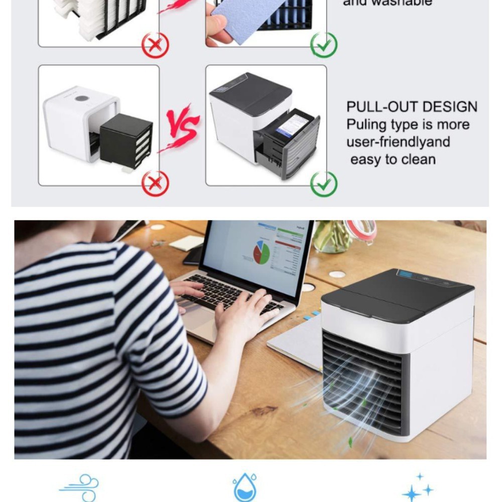 Điều Hòa Mini Đề Bàn, Quạt Điều Hòa Hơi Nước Siêu Mát Mini