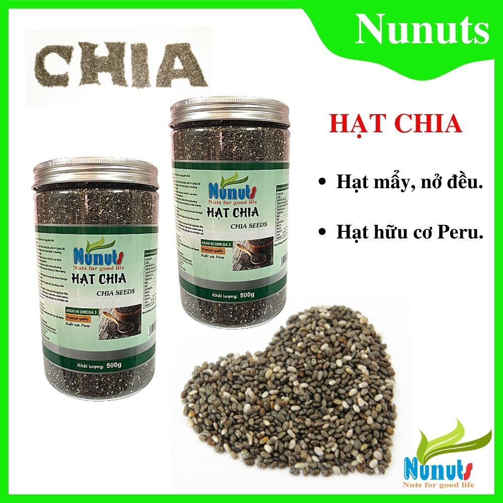 500g Hạt chia hữu cơ Nunuts, hạt mẩy, nở đều, hạt chia hàng ngày rất tốt cho cơ thể.