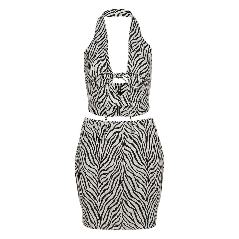 DUNEA Set Áo Cổ Yếm Và Chân Váy Lưng Cao Thời Trang Thanh Lịch Cho Nữ