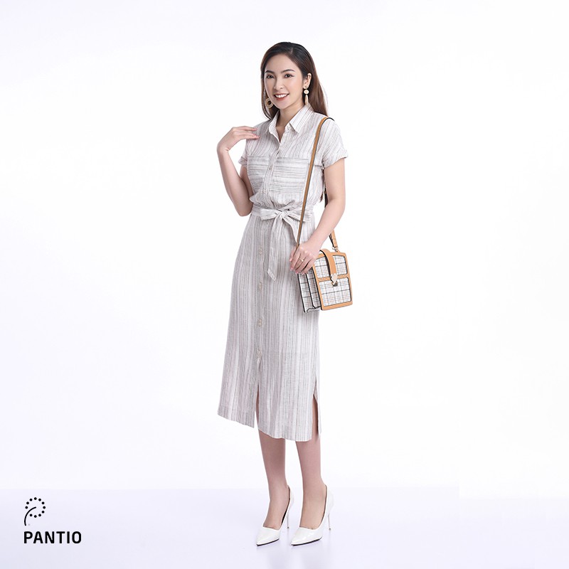 Áo sơ mi kẻ sọc ngắn tay, gắn nơ phần đuôi áo BAS32275 - PANTIO