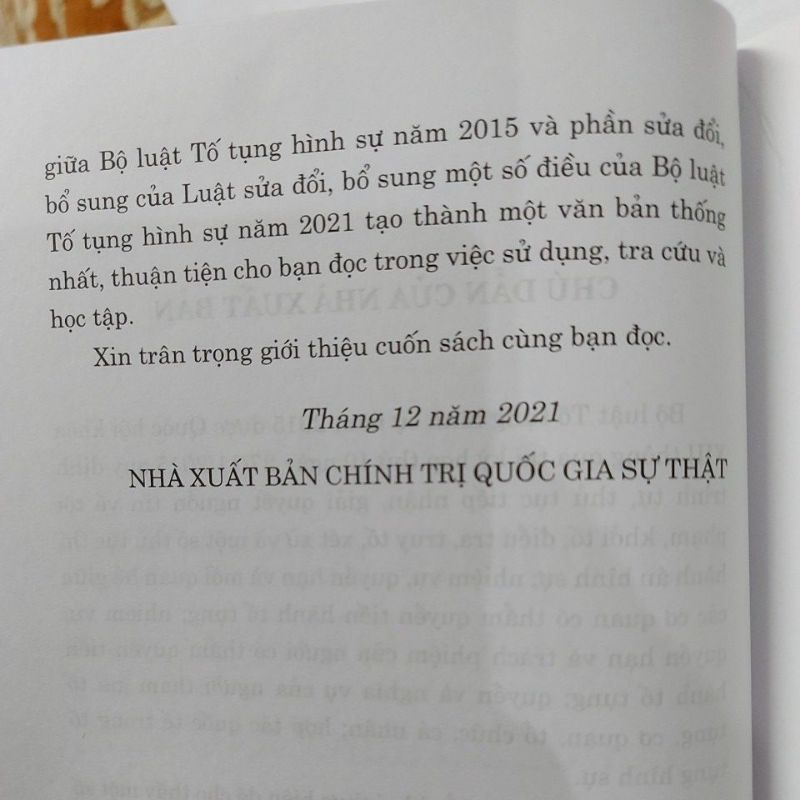 Sách Bộ luật Tố tụng Hình Sự Hiện Hành - Tái Bản Năm 2021