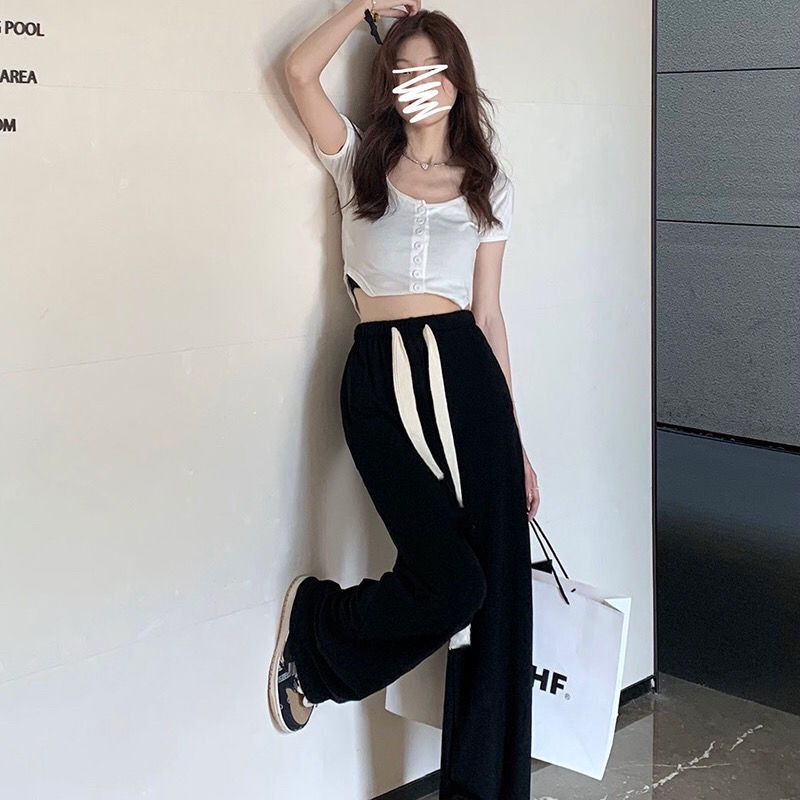 COZOK Quần ống rộng lưng cao thời trang