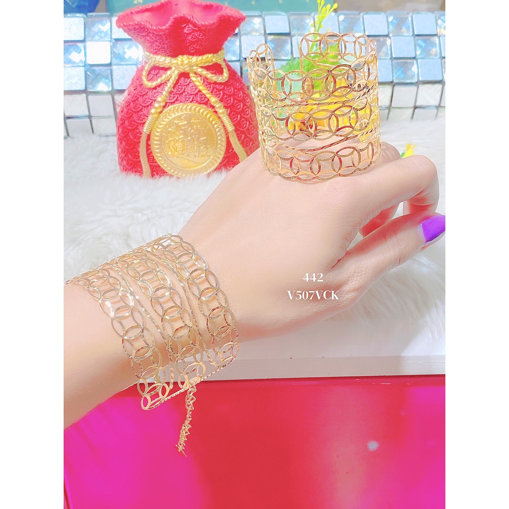 Vòng Bảng - Vòng Tay Lưới Mạ 18K Xi Kim Cao Cấp Free Size Có Khóa Gài V507