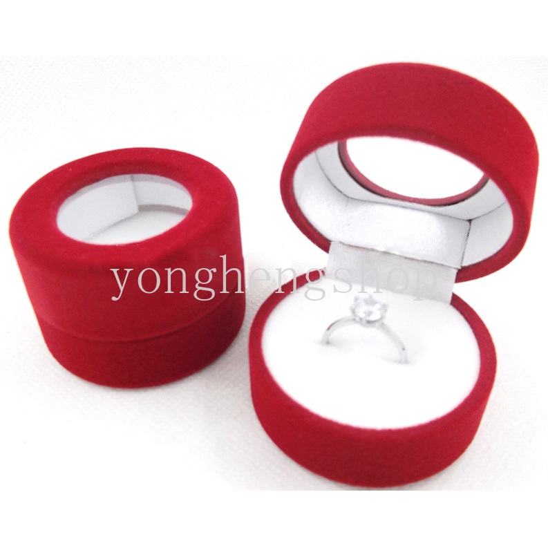 Hộp Đựng Nhẫn Cưới Hình Tròn / Trái Tim Bằng Vải Nhung Ốp