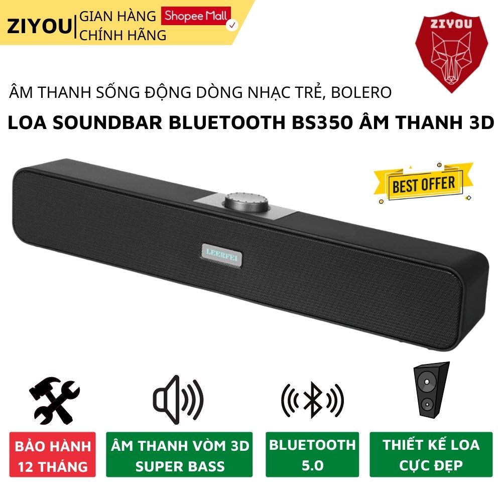 Loa Bluetooth Để Bàn ZIYOU 350BS SUPER BASS Âm Thanh Vòm 4D Nghe Nhạc,Chơi Game Dùng Cho Máy Tính PC , Điện Thoại