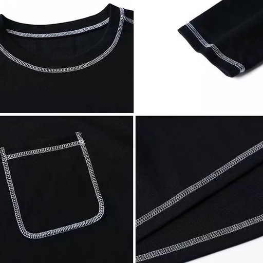 Áo Thun Tay Dài Dáng Rộng Màu Trơn Dễ Phối Đồ Thời Trang Cho Nam