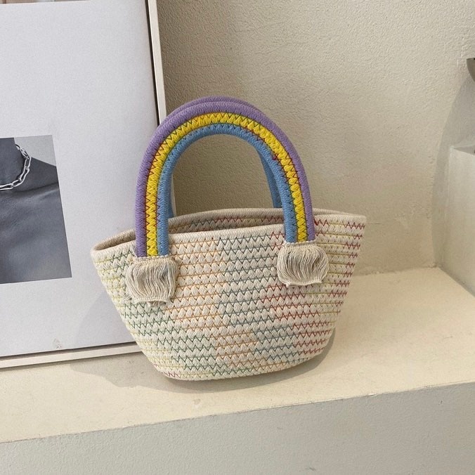 Túi Vintage Đan Cối Đám Mây Cầu Vòng