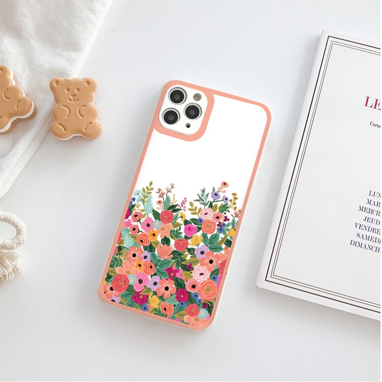 Ốp lưng iphone Hoa sắc màu viền vuông chống sốc iphone 6 7 8 plus x xsmax 11 12 13 pro max tr109