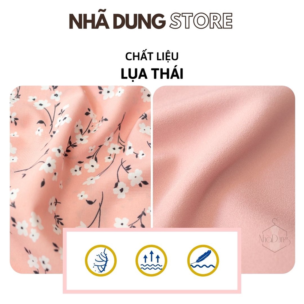 &lt;A22&gt; Đồ bộ nữ mặc nhà dài nữ thiết kế vải lụa thái cao cấp sát nách cách điệu túi xinh xắn đủ size từ 40-65kg