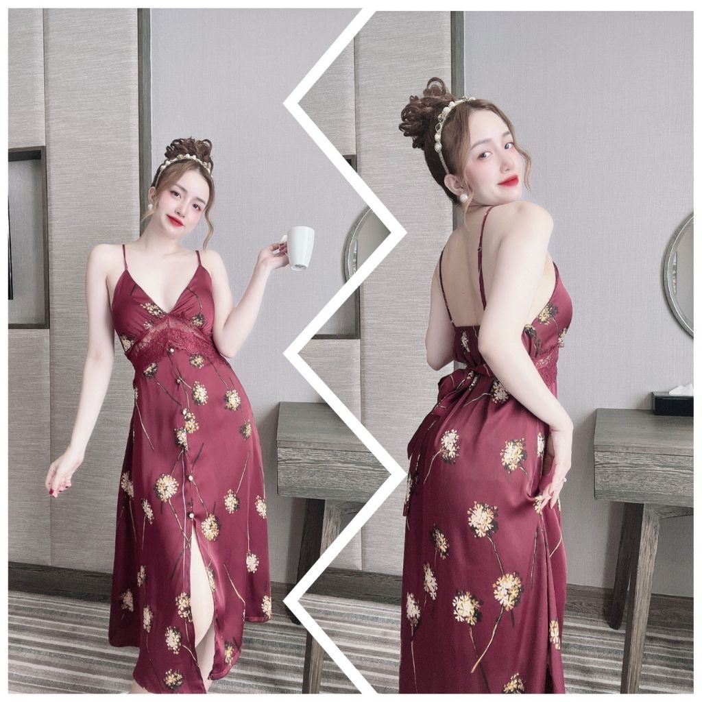 Váy ngủ sexy ❣️FREE SHIP❣️ Đầm ngủ sexy lụa Latin Chất Siêu Mát Dáng Siêu Xinh &lt; 60KG
