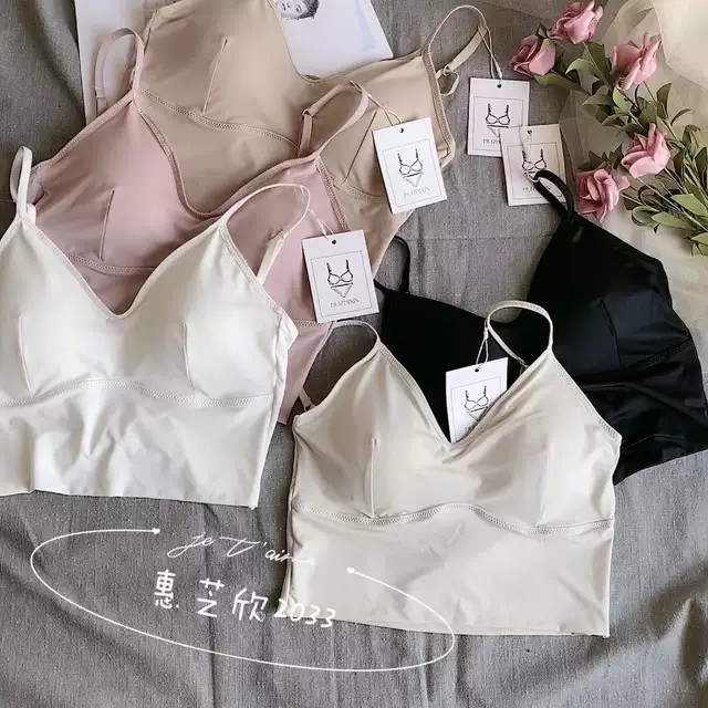 Áo Bra 2 Dây Kèm Mút Chất Su Đúc Mềm Mịn Khoét Lưng Chữ V Gợi Cảm Freesize Dưới 60kg