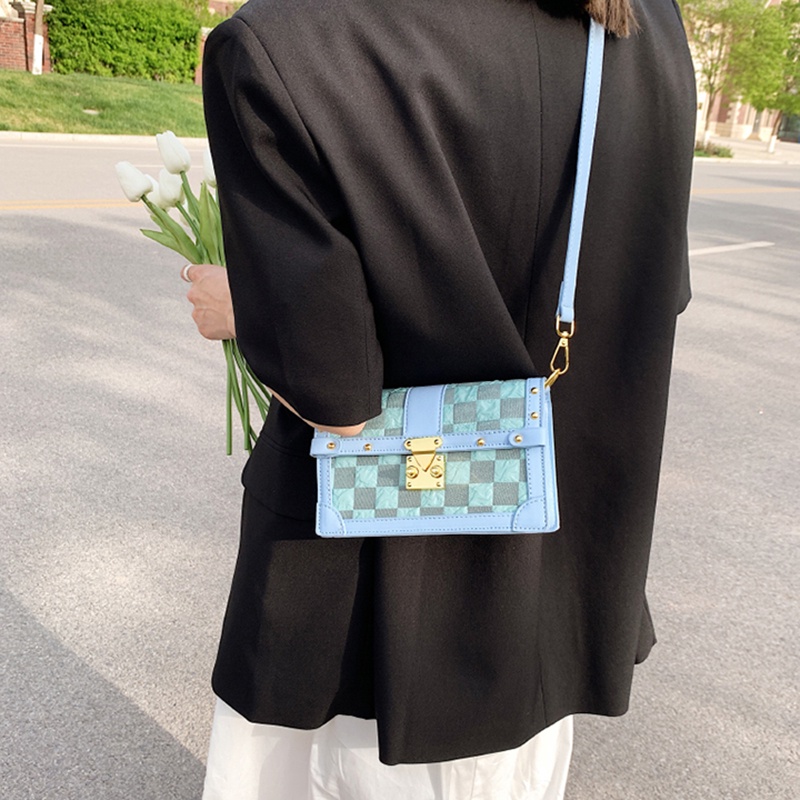 IELGY Túi Đeo Chéo Hình Vuông Cỡ Nhỏ Họa Tiết Kẻ Sọc Thời Trang Cho Nữ