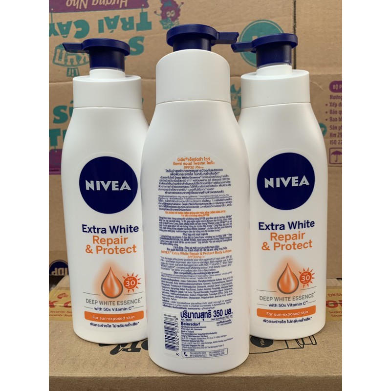 Sữa dưỡng thể dưỡng trắng Nivea giúp phục hồi & chống nắng 350ml(Mầu Vàng)