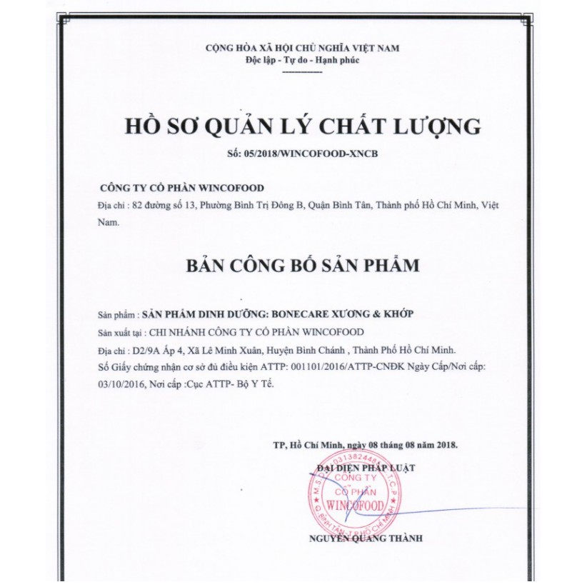 Sữa bột Bonecare dưỡng chất cho xương và khớp 900g