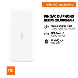 Sạc dự phòng xiaomi redmi 20.000mah - sạc nhanh max 18w - input micro usb & type-c / output usb-a x2 - hàng chính hãng