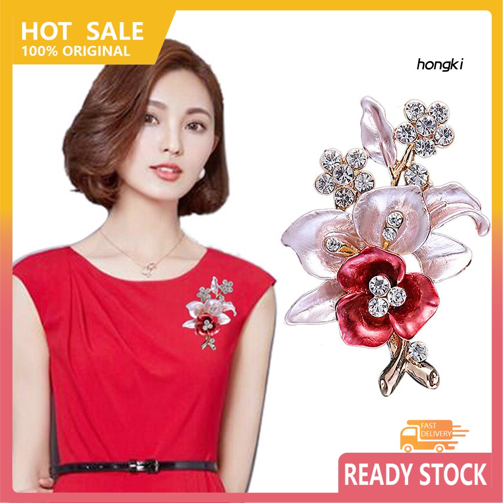 Ghim Cài Áo Hình Hoa Đính Kim Cương Giả Thời Trang Cho Nữ
