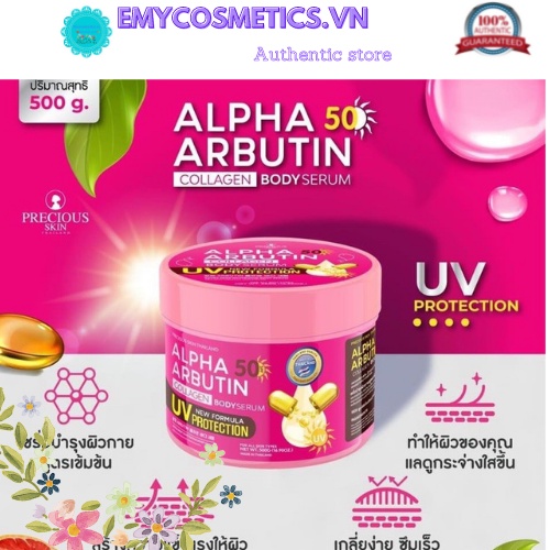 Kem Dưỡng Trắng Chống Nắng Toàn Thân Alpha Arbutin Collagen SPF50 New UV Cream Protection 500ml