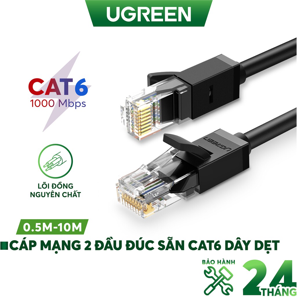 Cáp mạng Cat6 aluminum dạng dẹt/tròn UGREEN NW102