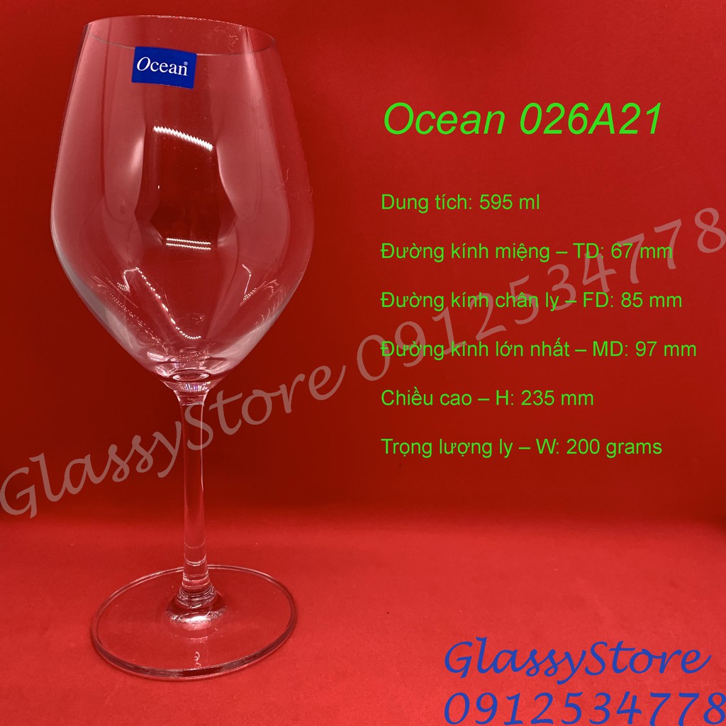 Ly (cốc) rượu vang thủy tinh Ocean Santé Bordeaux - 595ml - 1026A21 (Hàng nhập khẩu Thái Lan chính hãng)